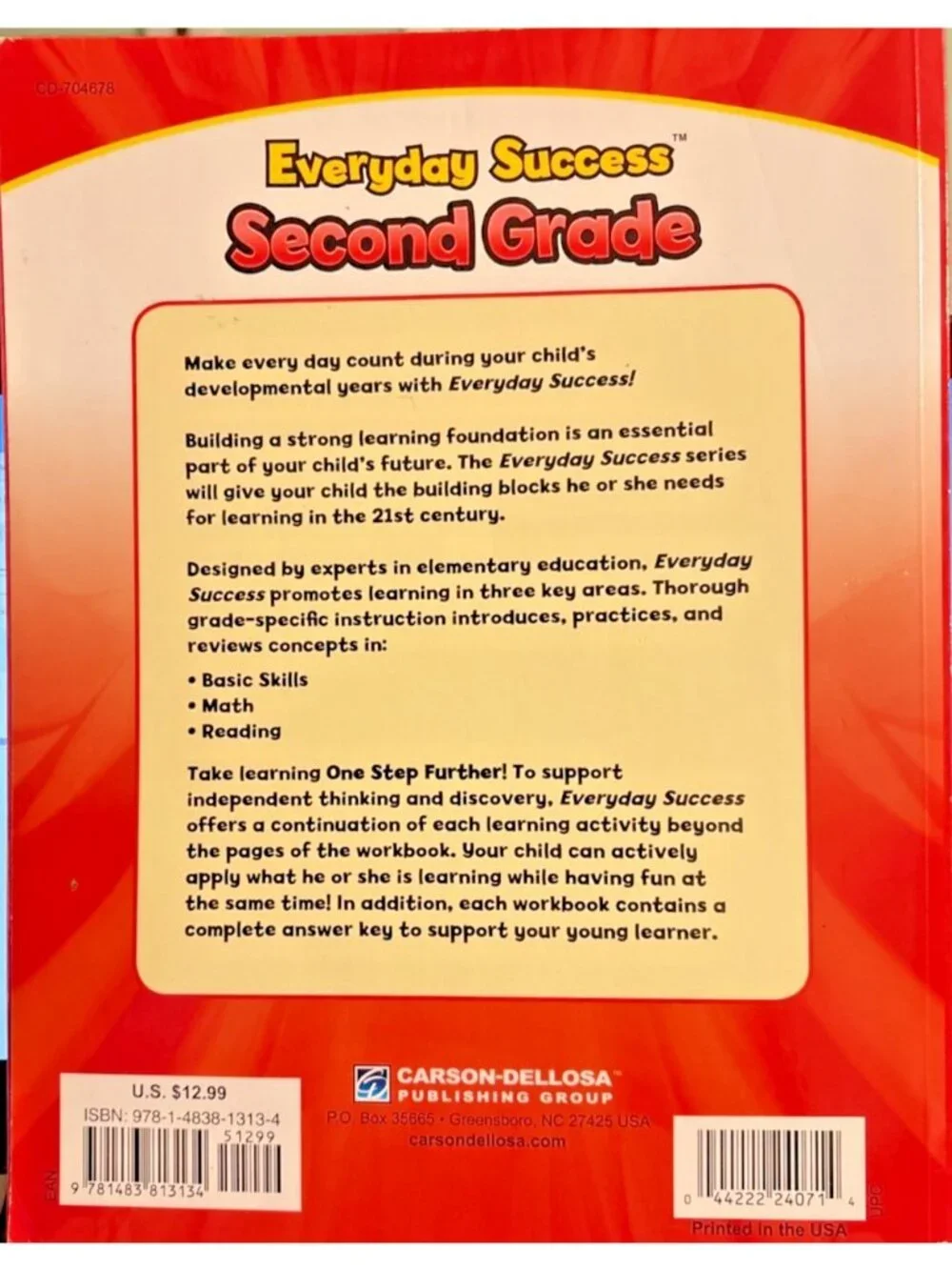 Everyday Success Educational Workbook Grade 2 Read Comprehension Math Nouns 2011